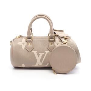 Louis Vuitton Papillon Two Tone Empreinte Handbag Leather Beige